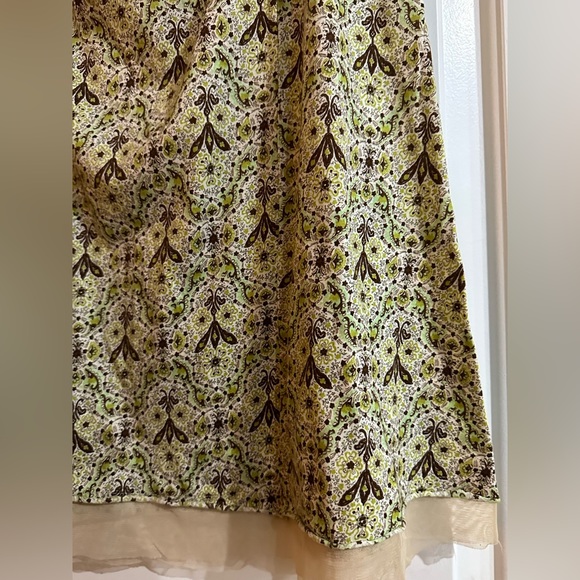 Vintage C. C. Outlaw Jersey Paisley Skirt with Green Gem Detail & Nude Mesh Hem - Picture 10 of 14